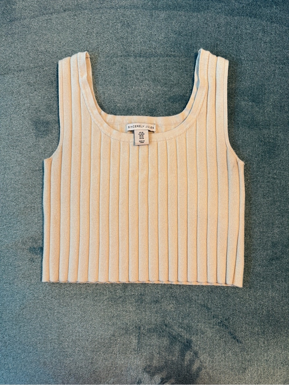 Sincerely Jules Cream Ribbed Crop Tank